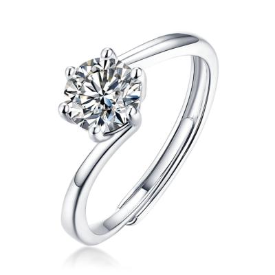 China Romantic Designer Simple Dainty Wedding Rings Fine Jewelry 925 Sterling Silver Moissanite Rings Women for sale