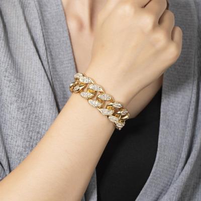 China Promotion Fast Delivery High End Link Chain Bracelet Jewelry Cuban Zircon Women Men Gold Plated Chunky Chain Bracelet Twisted for sale