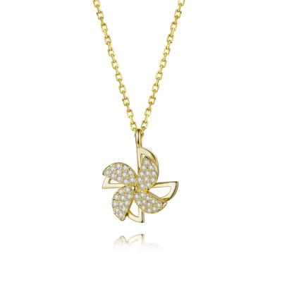 China Hot Selling FASHIONABLE 925 Sterling Silver Jewelry Sublimation Gold Plated Necklace Windmill Shaped for sale