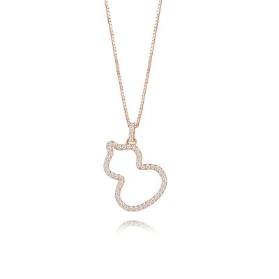 China FASHIONABLE Fruit Rose Gold Plated CZ Diamond Pendant Necklace 925 Sterling Silver Fashion gourd Jewelry for sale