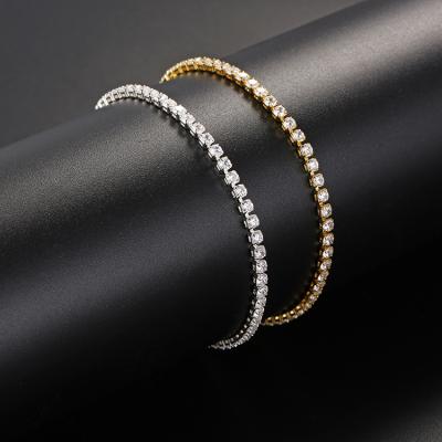 China TRENDY 2.5mm Brass 3mm Silver Gold Plated Luxury Bling Diamond Women Bracelets Jewelry Tennis Bracelet for sale