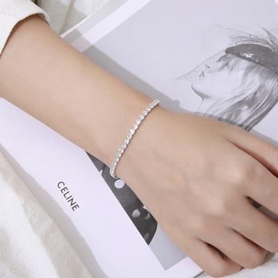 China 2021 Fashion 3mm Silver/Gold Plated Tennis Diamond Link Bracelets Girls Adjustable Copper Bracelet for sale