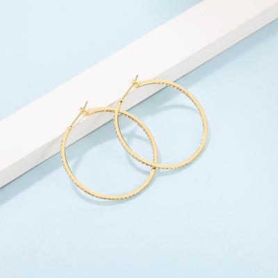 China FASHIONABLE Luxury Oversized Gold Plated Zircon Earrings 37Mm 47Mm Copper Plated Women Pave Diamond Hoop Earrings 2021 for sale