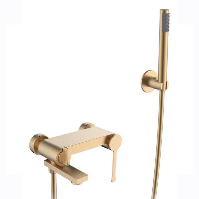 China Without Slide Bar Bath Copper Brush Gold Luxury Golden Shower Mixer for sale