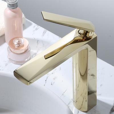 China Kaiping Factory Modern Large Diamond Shape Gold Plated Basin Mixer for sale