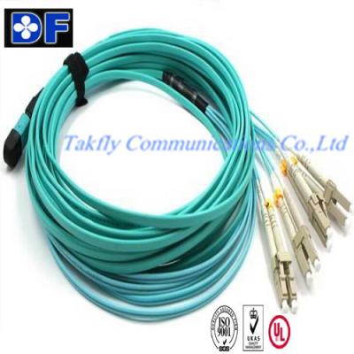 China Green MultiMode MPO/MTP TO LC Fiber Optic Patch Cords 8 fibers for sale