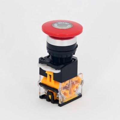 China Plastic waterproof mushroom head LA38-11M YUDA emergency stop self-locking push button switch for sale