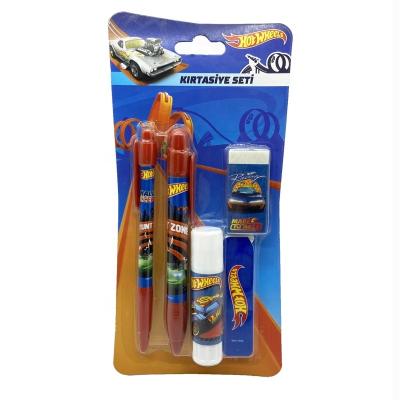 China Lovely Cardboard Styles OEM Good Quality Promotion Back To School Gift Stationery Set Wholesale Solid Fancy 5pcs Cartoon Eraser Stationery Sets for sale