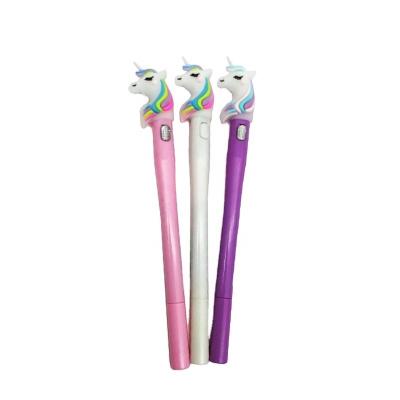 China Good quality normal new style back to school stationery customize cute logo kawaii gel pen with light for sale