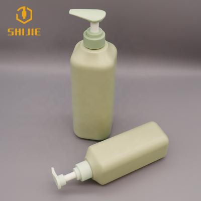 China SHIJIE Eco-friendly HDPE 200ml 300ml 400ml 500ml Biodegradable Green Soft Plastic Cosmetic Shampoo Packaging Bottle for sale