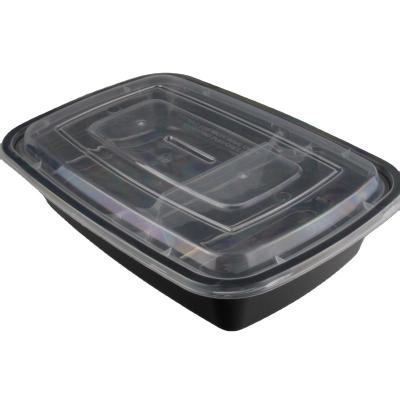 China Latest Design Reasonable Price American Diposable Disposable Plastic Food Packaging Box 950ml Rectangular Food Box for sale