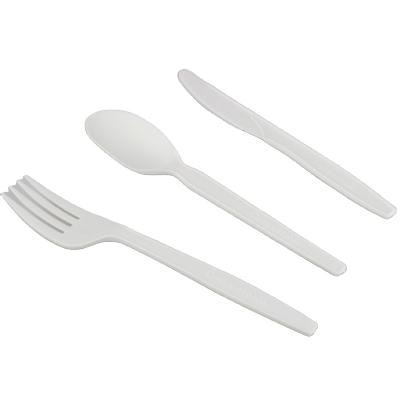 China Price Biodegradable Professional Disposable Cornstarch Disposable Cornstarch Promotion Manufacture Cutlery Set Knife Fork Spoon PLA Plastic Spoon for sale