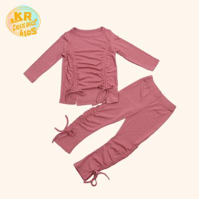 China New Design Casual Drawstring Training Long Sleeve Girls' Clothing Sets Two Piece Pants Set For Fall for sale