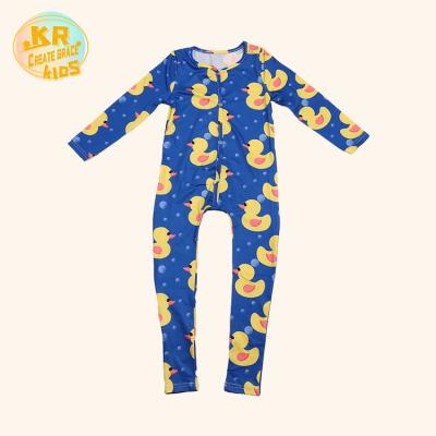 China New Customized Breathable Mommy And Me Yellow Overalls Toddler Clothes Duck Pajamas Clothing Overalls Small for sale