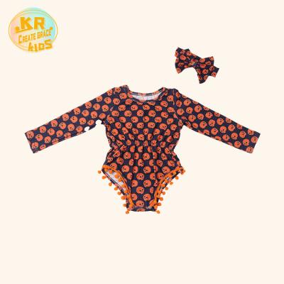 China Casual Boutique Clothing Wholesale Girls' Shorts Halloween Baby Two Piece Set Romper With Headband for sale