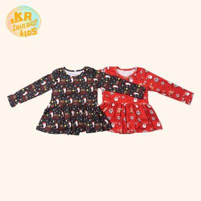 China Wholesale Christmas Milk Silk Print Baby Long Sleeeves Babies Long Sleeve Romper Ruffle Jumpsuits Sets for sale