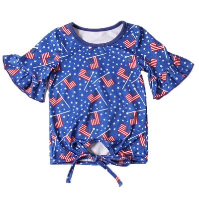 China QUICK DRY American Clothing Print Blue Flag Independence Day Declaration Day Babies Short Sleeve T-shirt For Summer for sale