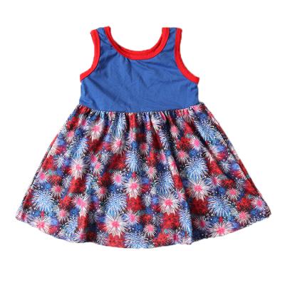 China Sleeveless Anti-Static Summer Dress Babies Blue Dresses for Independence Day for sale