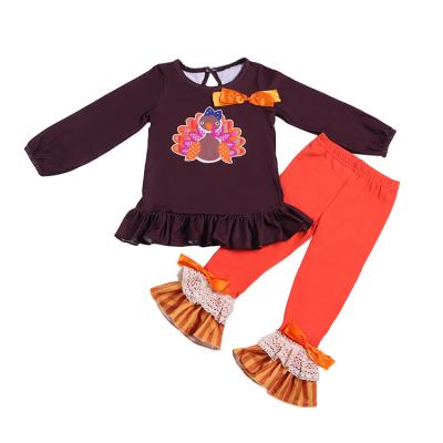 China Eco-friendly Soft Water Soluble Babies Clothes Sets Kids Baby Winter Clothes Set And Bell Bottoms Pants Girls Thanksgiving Outfits for sale