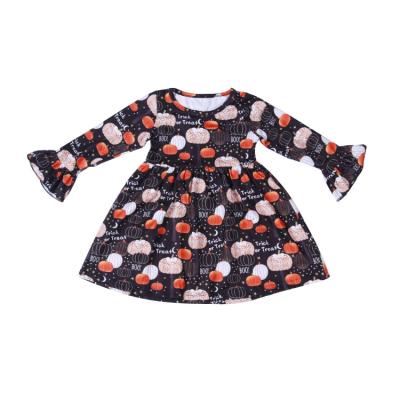 China Halloween Anti-Static Clothes For Kids Dress Design For Little Girls Baby Dress With Girl Pumpkin Pattern Dress for sale