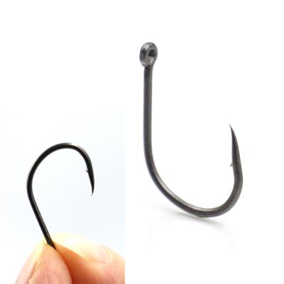 China Carp Fishing China Wholesale Gun Smoking Gray Tef Coated Carp Hooks Wide Yawn Hat Barbed Hooks (10 Packs) for sale