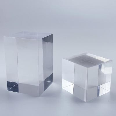 China Displaying Clear Space Jewelry Logo Block Solid Cube Acrylic Block For Jewelry Display for sale