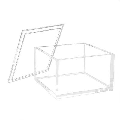 China Sustainable Wholesale Clear Box Square Stackable Mult-purpose With Lid Acrylic Box for sale