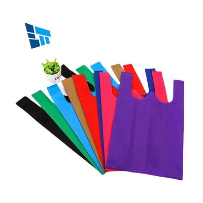 China Cheap Perfectbio Handled Customize Sustainable Biodegradable Eco-Friendly Recycle Loop Handle Tnt Promotional Non Woven T-Shirt Bag for sale