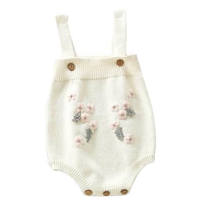 China Baby Clothes Cozy Autumn Flower Embroidery Baby Cotton Spring Knit Romper Babies Knitted Cardigan Baby Clothing Sets for sale