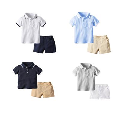 China Wholesale Casual Summer Boys Clothes Cotton Sublimation Polo Shirts +Toddler Boys Shorts 4 Colors 5 Years for sale