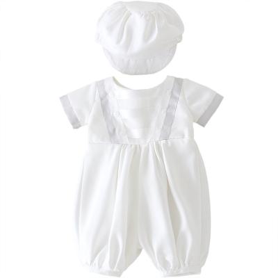 China Breathable European One Year White Dress Hat Wine Swing Full Moon Outfit Baptism Baby Girl Two Piece Set In Stock for sale