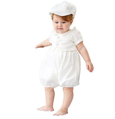 China Breathable Super Cute Cotton Baby Baptism Clothes Boys Girls Romper Baptism Outfit Babies Baptism Dress For 3 Months With Hat for sale