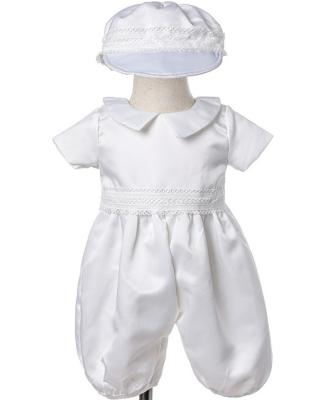 China Simple Design Plain Breathable Adorable Baby Boy Baptism Clothes Gorgeous Baptism Gown For Baby Baptism 0 3 Month Baby Clothes for sale