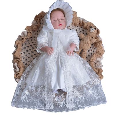 China Breathable Soft Princess Precious Baptism Dress Little Girls Lace Dresses for Girls Baby Shower White Dress for sale