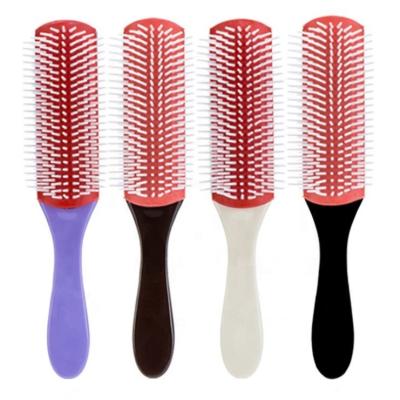 China Cushion Amazon Hot Selling Personalized Nylon Bristles Detangling Hair Brush 9 Row Denman for sale