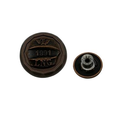 China Durable Custom Special Shape Denim Antique Copper Rectangular Metal Jeans Buttons And Rivets Western Metal Buttons For Jeans for sale