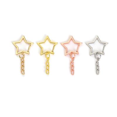 China Eco-friendly DIY Star Shape Split Key Ring With Chain, Nickel Plated Split Key Ring With Chain Silver Color Metal Split Key Chain Ring Parts for sale