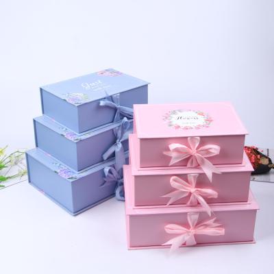 China Recyclable 3 Pcs Set Pink And Blue Rectangular Flip Box for sale