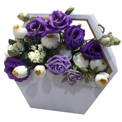 China Handmade Luxury Hexagon Box Gift Flower Hanging Boxes For Valentines Gifts for sale