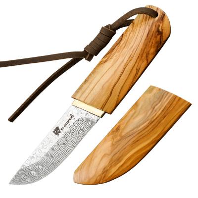 China HX Outdoor Damascus Tactical Knife Collection Non-variable Tactical Knife HX Camping Rescue Survival Wood Handle With K Sheath Dropshipping for sale