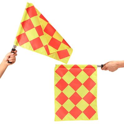 China Training Kids Football Sports Soccer Football Rugby Linesman 2pcs Inspected Referee Flags With Metal Pole Foam Grip for sale