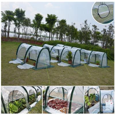 China Customized Easily Gathered PE Water Proof Fiberglass Tarpaulin Plant Outdoor Portable Vegetables Grow Garden Tunnel Greenhouse Cover for sale