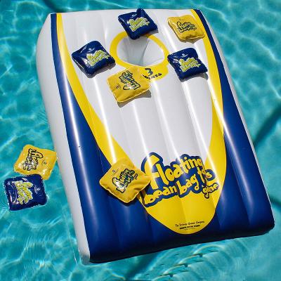 China PVC Training Way Games Floating Corn Hole Set Inflatable Floating Corn Throwing Board Bean Bags For Pool for sale