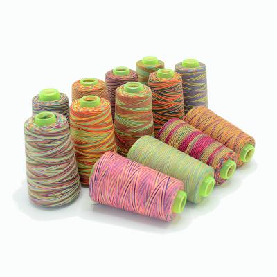 China High Tenacity Tex 27 Overlock Sewing Thread Polyester Rainbow Sewing Overlock Threads for sale