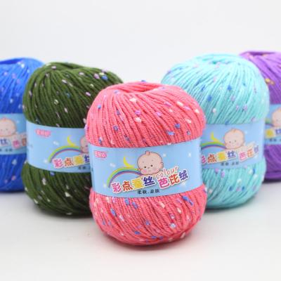 China Anti-pilling SOLID COLOR 6PLY PROTEIN COTTON SILK THREAD ACRYLIC CROCHET YARN FOR HAND KNITTING for sale