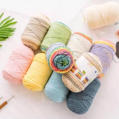 China High quality rainbow cotton cheap knitting anti-pilling crochet yarn cake yarn wholesale for sale