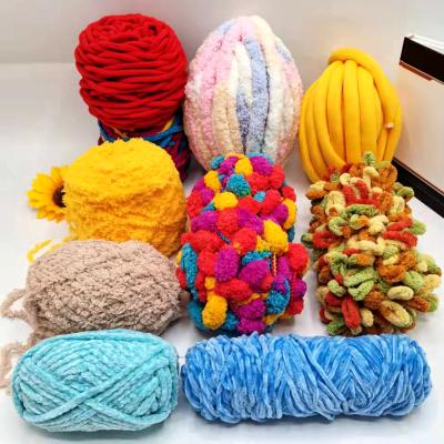 China Anti-pilling 8oz Polyester Jumbo Chenille Popcorn Chatter Cotton Chunky Fluffy Blanket Hand Knitting Natural Chenille Thick Chunky Yarn 3cm for sale