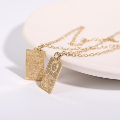 China Wholesale Trendy Fashion Jewelry 18K Necklace Stainless Steel Gold Plated Tarot Pendant Necklace for sale