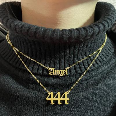 China Fashion Wholesale Women Fashion Jewelry Stainless Steel Digital Aangel Number Necklace Pendant Necklace for sale