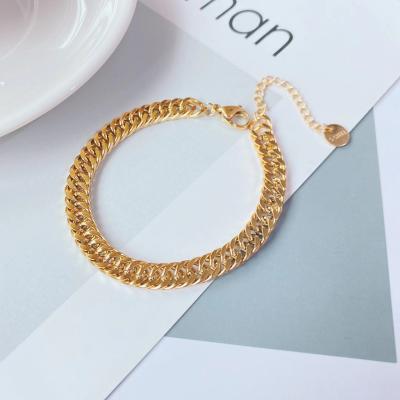 China Other Wholesale Fashion Women Jewelry 18K Gold Plated Stainless Steel Bangle Personalized Link Chain Bracelet for sale